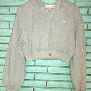 For Love & Lemons NWT Josie Cropped Hoodie, Size Medium, Heather Grey Sweatshirt